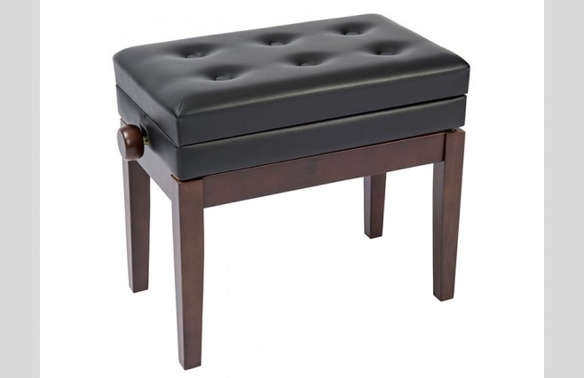 Kinsman KPB10BRN Satin Rosewood Deluxe Adjustable Height Piano Stool with Storage - Image 1